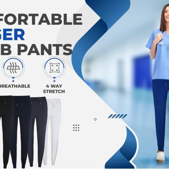 Scrubs for Women Jogger Pants Lightweight Slim Fit 4 Way Stretch Soft Scrub Pant - Picture 3 of 6